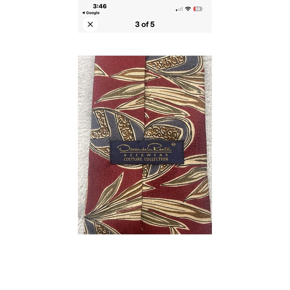 Oscar de la Renta Couture Collection Burgundy Paisley Silk Tie Mens Necktie - Picture 4 of 4